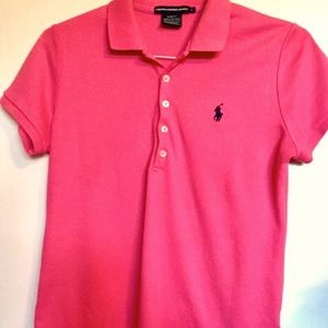 Womens Like NEW Ralph Lauren SPORT PINK POLO SZ LRG Must See!!